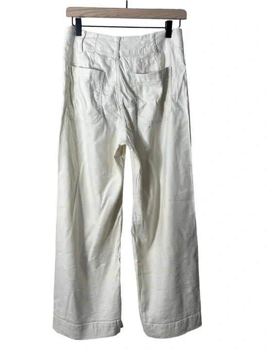 Anthropologie Maeve The Collette Linen Blend Wide Leg Pant In Ivory Cropped - Picture 2 of 13